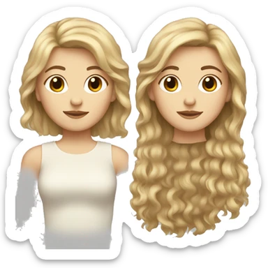 White girl with brown fluffy hair and blonde bangs sticker