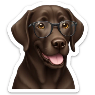 dark brown labrador with glasses smiling sticker