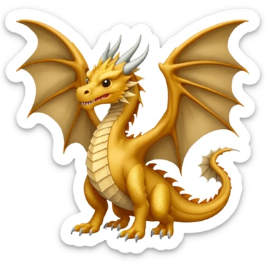 Beige dragon in the style of Game of Thrones, facing forward with its wings spread. sticker
