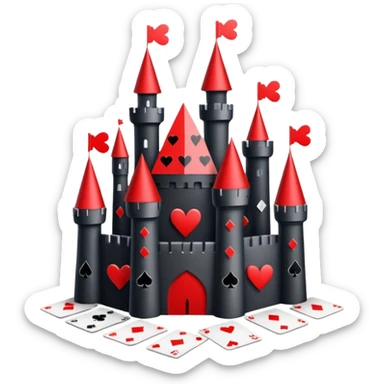 castle made off playing cards sticker