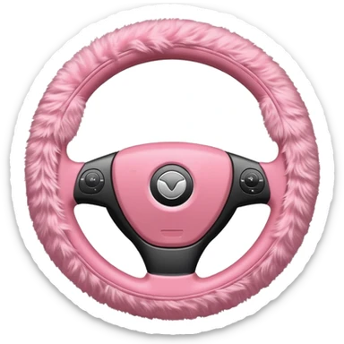 steering wheel with fluffy pink cover sticker