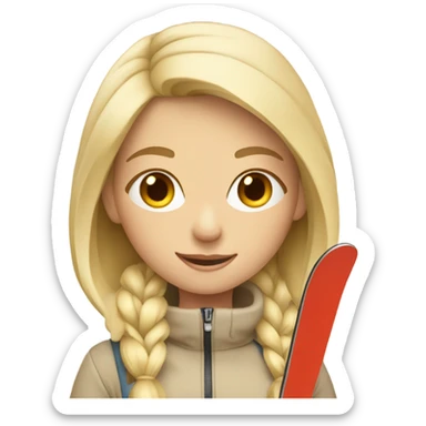 blond girl on a beige skis and glass sticker