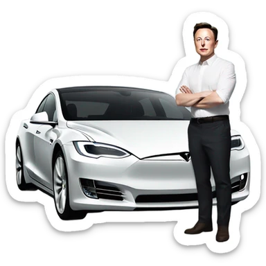 elon musk with a tesla sticker