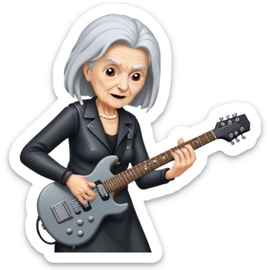 Old woman playing a heavy metal guitar sticker