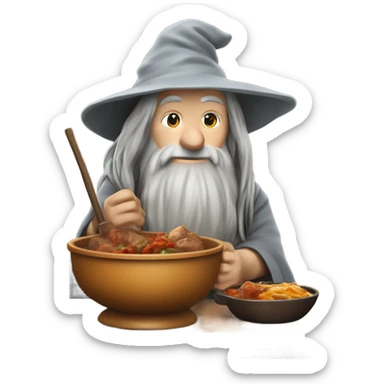 Gandalf eating stew hotchpotch sticker