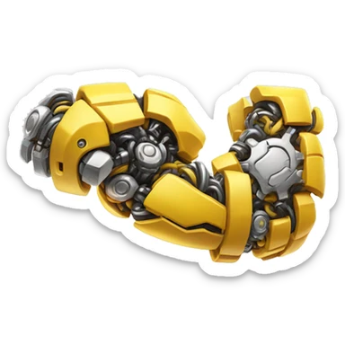 Yellow mechanical cyborg bicep that’s flexing sticker