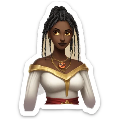 "Technomancy is the use of magic or mystical powers to control and manipulate technology” + "It's kind of like cyberpunk magic or how in some games, characters hack into systems using magic." 🖥️⚡🧙‍♂️ Make a ancient vampire technomancy goddess sticker