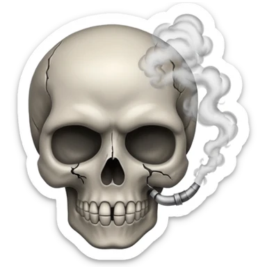 Make a skull emoji whose head is blasted off and smoke is coming from its head from inside sticker