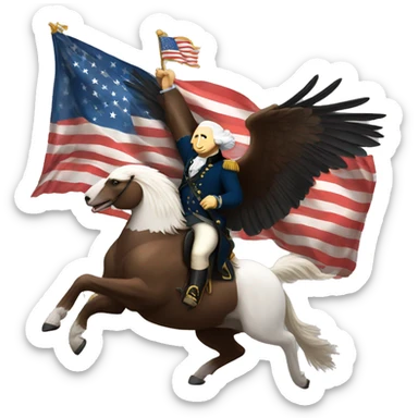 George washington riding a bald eagle. sticker