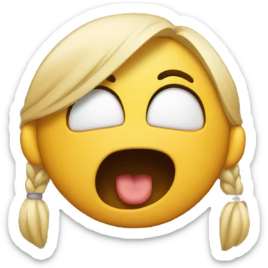 Shy emoji biting its lip with a hand pulling the hair to behind its ear  sticker