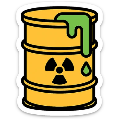 toxic barrel, color icon style, with green ooze sticker
