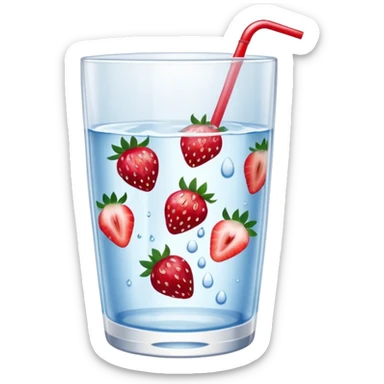 glass of water with strawberry slices sticker