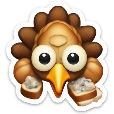 Turkey with very dark black Burnt toast and oyster sticker