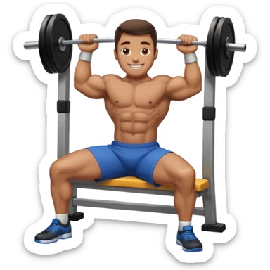 A man bench pressing in apple style emoji sticker