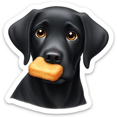 Black Labrador retriever ￼eating a chicken nugget  sticker