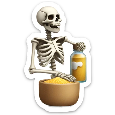 skeleton emoji sprinkling a bottle of salt sticker