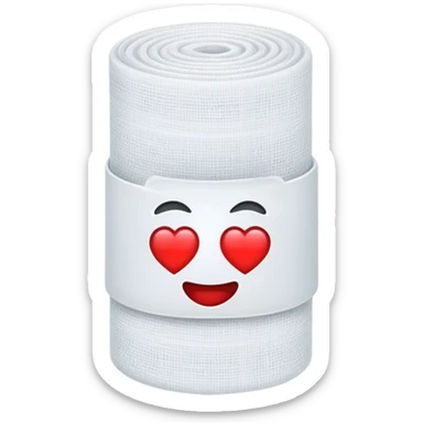 rolled gauze, white, medical supply, simple, apple style emoji sticker