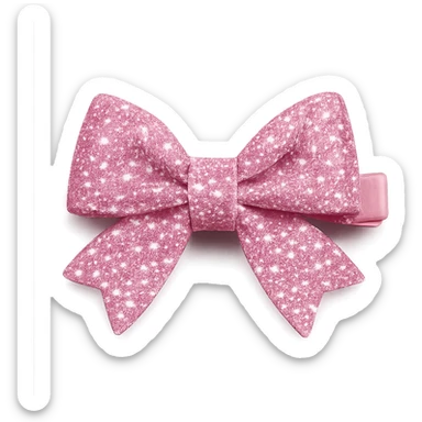 girly sparkling pink bow hair clip, no background sticker