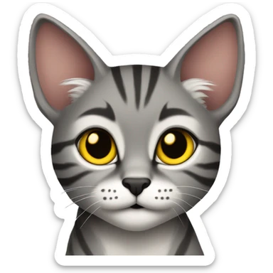 Pointed ears like lynx sleek small cat with black fur only and a fully body with yellow eyes sticker