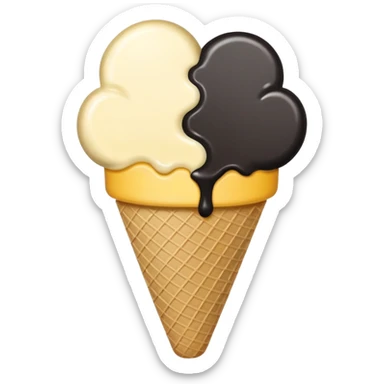 Half yellow and half black heart icecream sticker