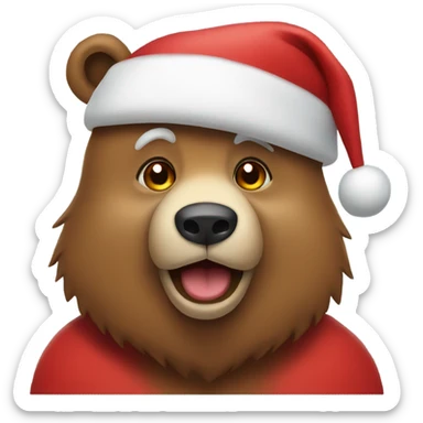 Bear wearing Santa Claus hat sticker