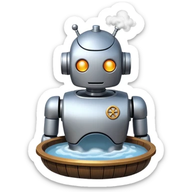 Robot bubbling like an onsen turn into ✝️ sticker