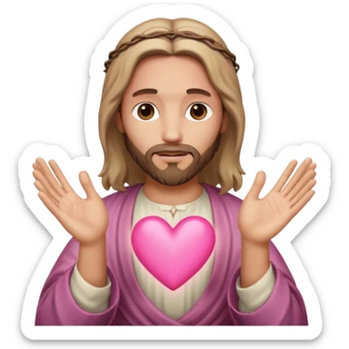 Jesus making pink heart with hands sticker