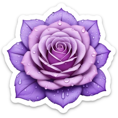 Pale purple and violet Receptacle rose,  displaying water droplets on the outter petals sticker