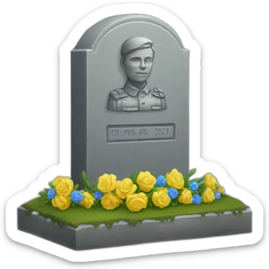 tombstone of the Ukrainian soldier at the graveyard sticker