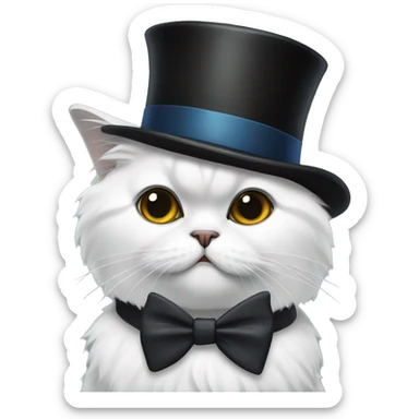 black persian cat with a tophat and bow tie sticker