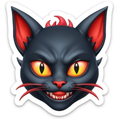 Black devil alien with cat ears smirking sticker