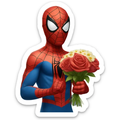 Spiderman holding flowers  sticker