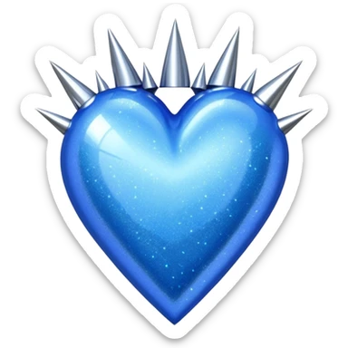blue glittery heart with chrome spikes sticker
