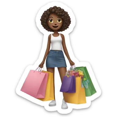 girl with shopping bags sticker
