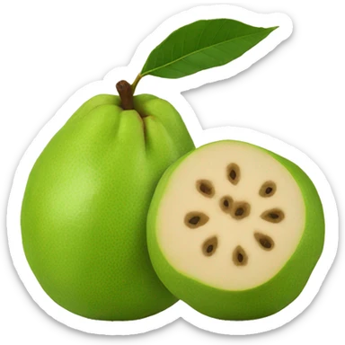 two guavas one of them is cut sticker