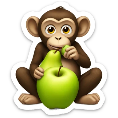 monkey eating pears and apple sticker