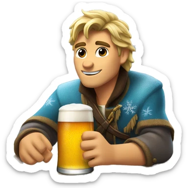 frozen tomando cerveza sticker