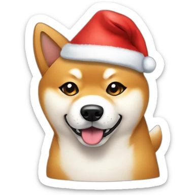 shiba inu wearing santa hat sticker