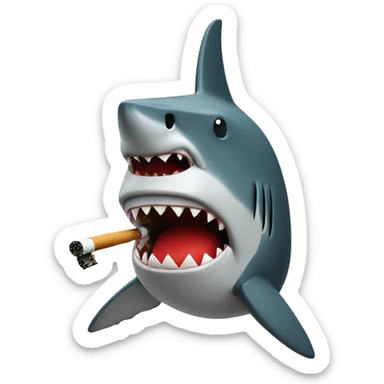 Shark with a Christmas sweater on smoking a cigarette  sticker