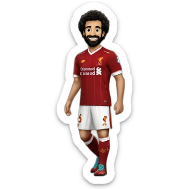 Mohamed Salah wearing Liverpool kit celebrating sticker