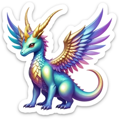 Epic divine legendary complex detailed iridescent gradients aesthetic-Fakémon-creature-scenery sticker
