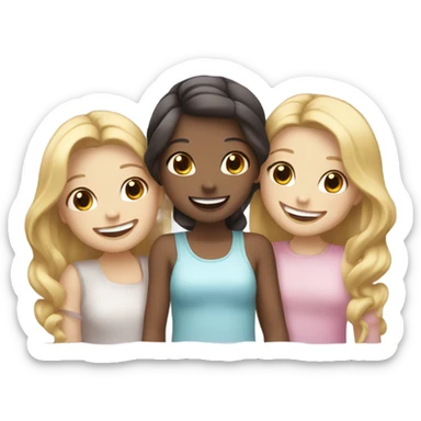 Three cute girls who are friends white skin sticker