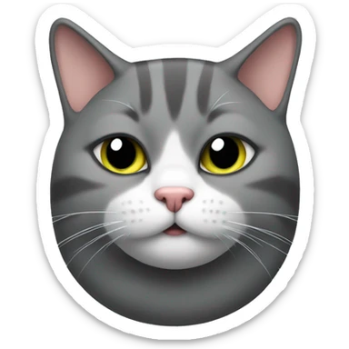 Cat gray fat sticker