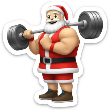 White santa with a dumbbell in hand at the gym sticker