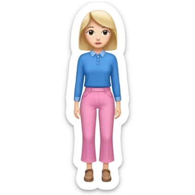 A woman with pants ☺️👖and a skirt and pink pants and blue shirt sticker