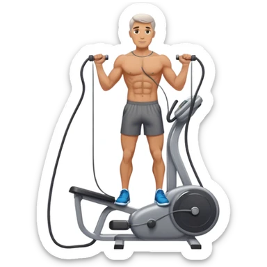 standing fit man cable-machine-exercise sticker