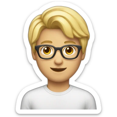 Un garçon de 16 ans blond avec une coupe middle part avec des lunettes avec un casque Apple  sticker