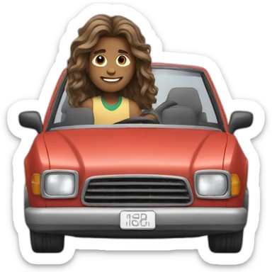 a boy with long hair driving a car sticker