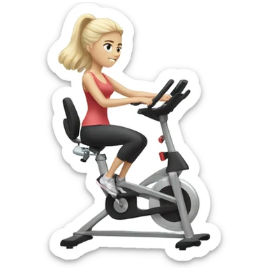 White blonde girl on exercise bike sticker