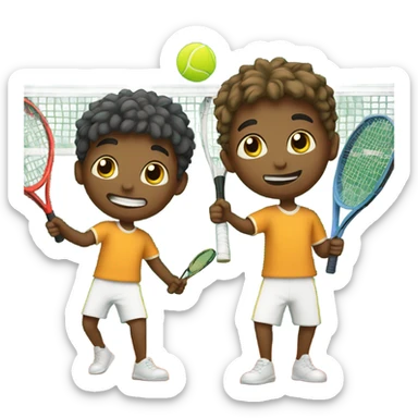 2 Boys playing tennis together  sticker